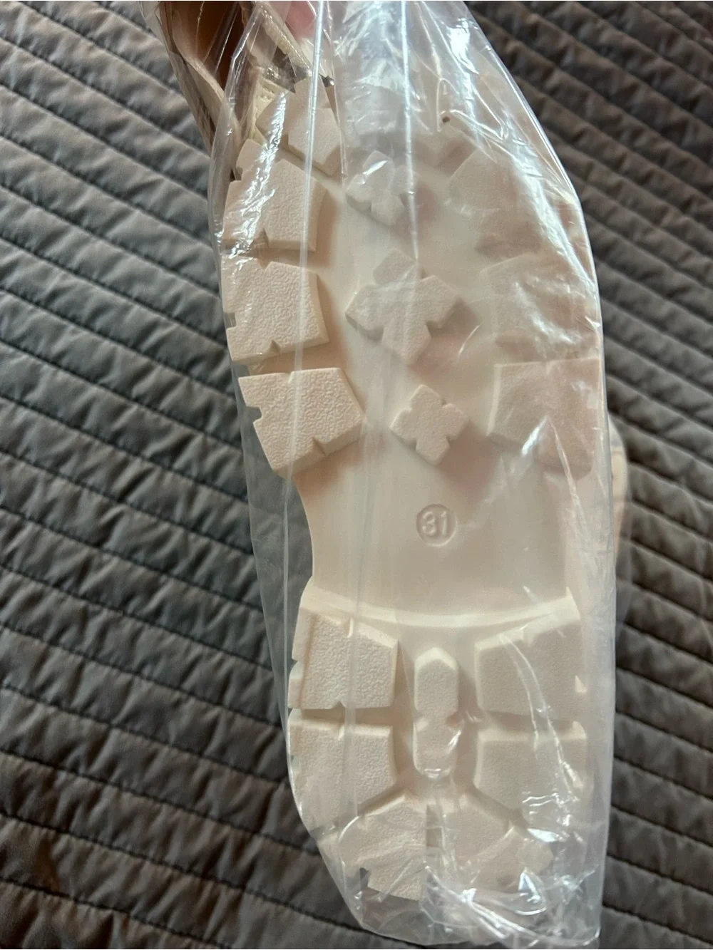 Girls Lace-Up cream Combat Boots in Cream